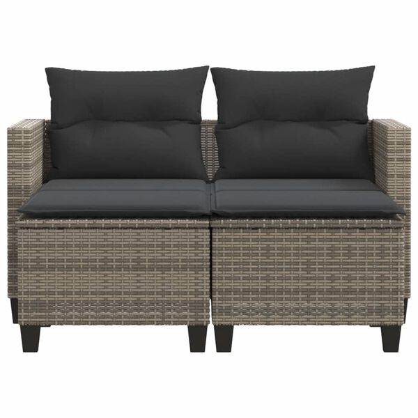 vidaXL Garden Sofa Gray PE Rattan 2-Seater UV-resistant materials