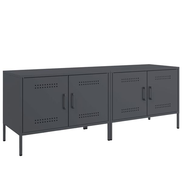 vidaXL TV Cabinet Set of 2 Anthracite Steel Standard Size TV Cabinet