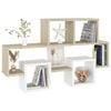 vidaXL Wall Shelf White and sonoma oak Engineered wood