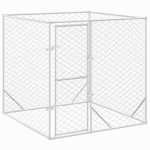 vidaXL Outdoor Dog Kennel Silver Galvanized steel 6.6 x 6.6 x 8.2 ft