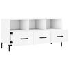 vidaXL TV Cabinet White Engineered wood, Iron TV Cabinet Rectangular