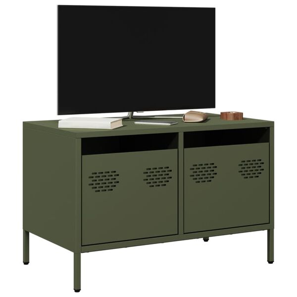 vidaXL TV Cabinet Olive Green Cold-rolled steel Small Levelers