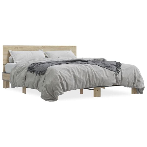 vidaXL Bed Frame Sonoma oak Engineered wood King Durable Bed Frame