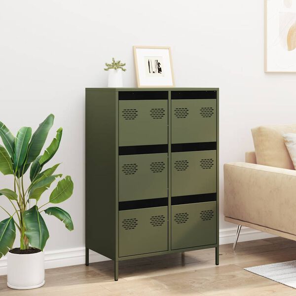 vidaXL Highboard Olive Green Cold-rolled steel Large Highboard