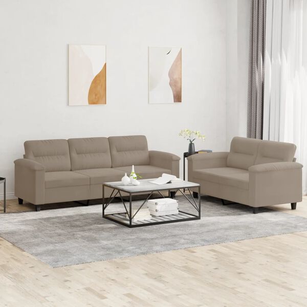 vidaXL Sofa Set Taupe Microfiber fabric, metal, plywood