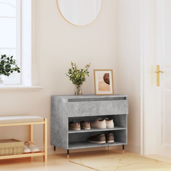 vidaXL Shoe Cabinet Concrete Grey Engineered wood, Metal Medium