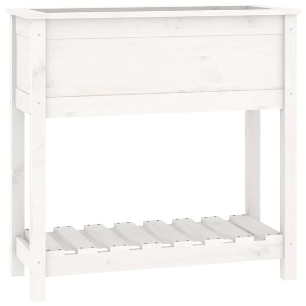 vidaXL Planter White Solid pine wood 31.9 in height, 32.5 in width