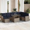vidaXL 9 Piece Garden Sofa Set with Cushions Grey Poly Rattan Acacia