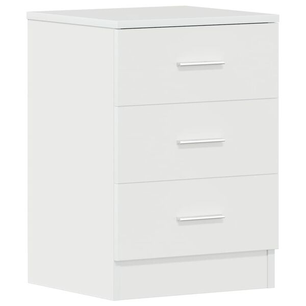 vidaXL Bedside Cabinet Set of 2 High gloss white Engineered wood