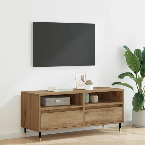 vidaXL TV Cabinet with Drawer Artisan Oak 39.37 x 13.58 x 17.52 in
