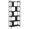 vidaXL Bookcase Black Engineered wood, metal Tall Adjustable Feet