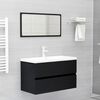 vidaXL Bathroom Furniture Set Black, White Engineered Wood, Ceramic