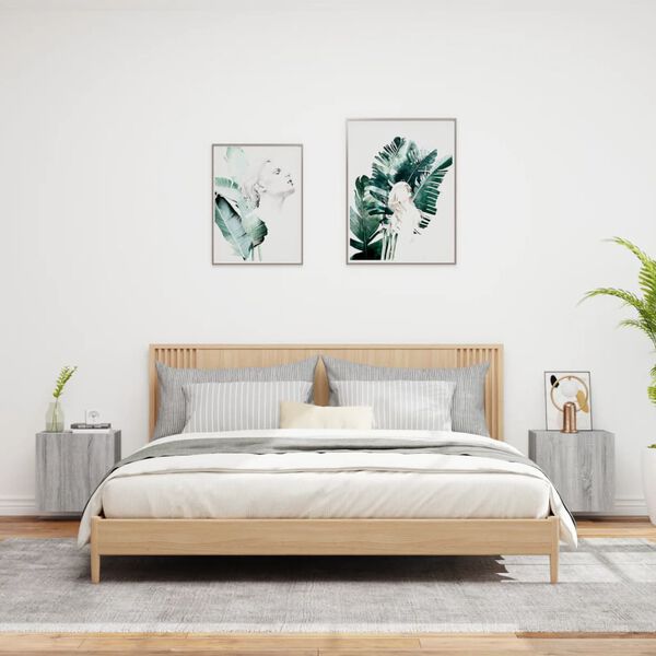 vidaXL TV Wall Cabinet Set of 2 Grey Sonoma Engineered wood Medium