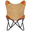 vidaXL Butterfly Chair Brown Genuine leather, canvas, powder-coated iron
