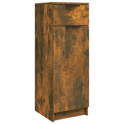 vidaXL Bathroom Cabinet Smoked Oak 12.6"x13.4"x35.4" Engineered Wood