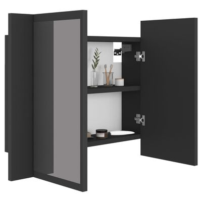 vidaXL LED Bathroom Mirror Cabinet Gray 23.6"x4.7"x17.7" Acrylic