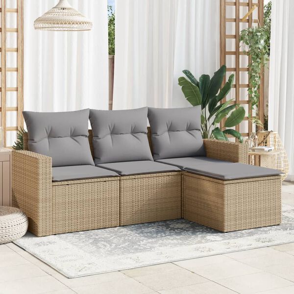 vidaXL Garden Sofa Set Beige and Light Grey