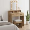 vidaXL Dressing Table Brown 31.10 x 16.14 x 55.12 in Engineered Wood