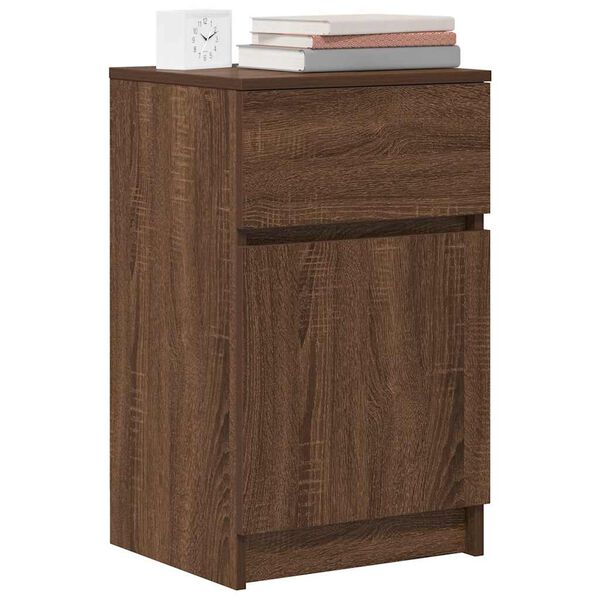 vidaXL Bedside Cabinet Brown Oak Engineered Wood Medium Bedside Cabinet