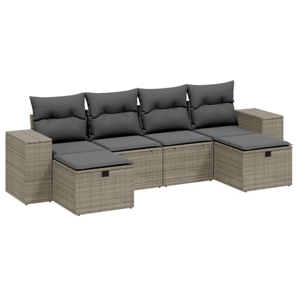 vidaXL Garden Sofa Set Light Grey Poly Rattan, Steel Medium Modular