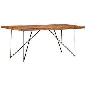 vidaXL Dining Table Natural and black Solid acacia wood and steel Large