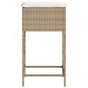 vidaXL Garden Bar Stool Beige PE rattan, Powder-coated steel, Polyester