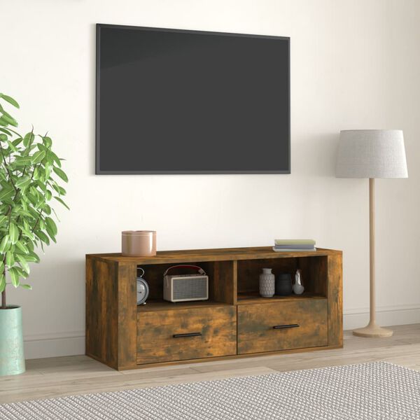 vidaXL TV Cabinet Smoked oak Engineered wood Medium TV Cabinet