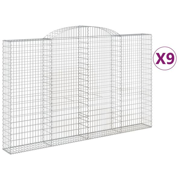 vidaXL Arched Gabion Baskets 9 pcs 118.1x11.8x180/200" Galvanised Iron