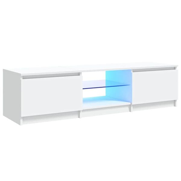 vidaXL TV Cabinet with LED Lights White 55.1x15.7x14.2"