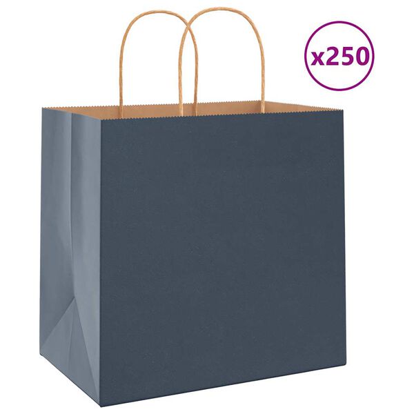 vidaXL Paper Bags 250 pcs with Handles Blue 26x17x25 cm
