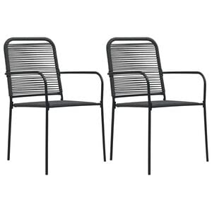 vidaXL Outdoor Chair Set of 2 Black Cotton rope, Powder-coated steel