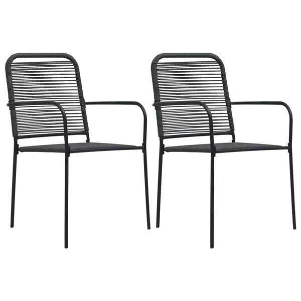 vidaXL Outdoor Chair Set of 2 Black Cotton rope, Powder-coated steel