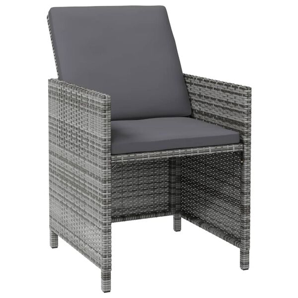 vidaXL Garden Chair and Stool Set of 4 Grey PE rattan Compact Durable