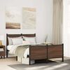 vidaXL Bed Frame Brown Oak Steel, Engineered Wood Double Bed Frame
