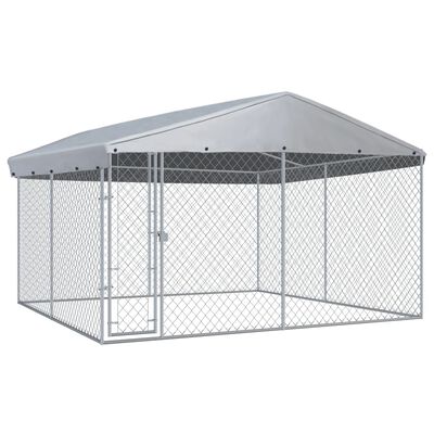 vidaXL Outdoor Dog Kennel with Roof 150.4"x150.4"x88.6"