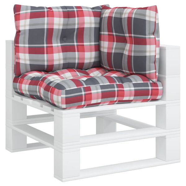 vidaXL Pallet Cushion Set of 3 Red check pattern 100% Polyester Standard