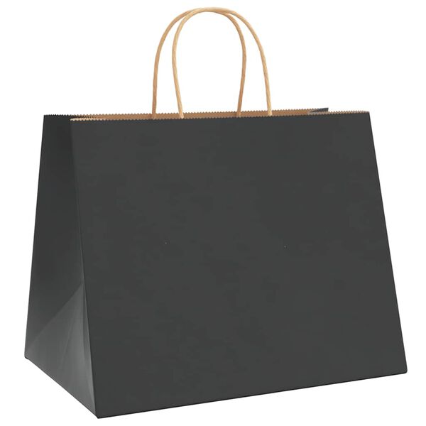 vidaXL Paper Bags 250 pcs with Handles Black 32x22x24 cm