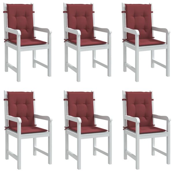 vidaXL Lowback Chair Cushion Set of 6 Melange Wine Red 100% Polyester