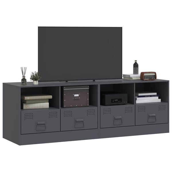 vidaXL TV Cabinet Set of 2 Anthracite Cold-rolled steel
