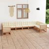 vidaXL Garden Lounge Set Honey brown, Cream Solid Pinewood, 100% Polyester