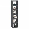 vidaXL Book Cabinet Grey Solid Pinewood Tall Book Cabinet Rectangular