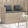 vidaXL Garden Bench Light grey Poly Rattan, Powder-Coated Steel