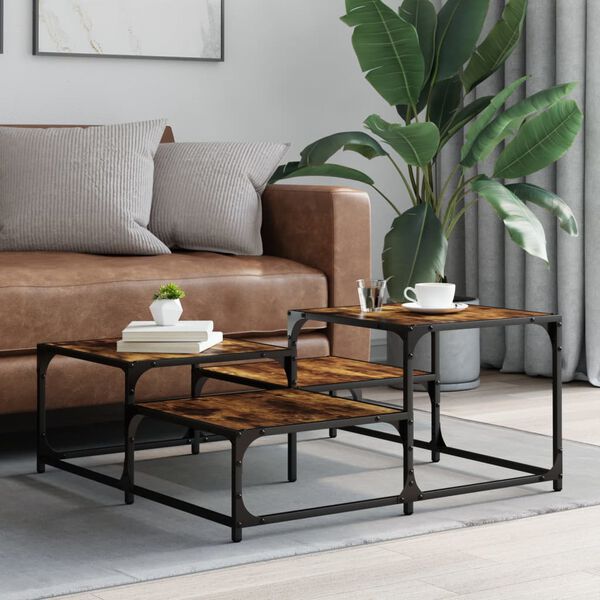 vidaXL Coffee Table Smoked Oak Engineered Wood, Metal