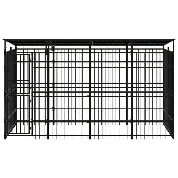 vidaXL Dog Kennel Black Powder-coated steel 153.9 x 78.7 x 89.8 in