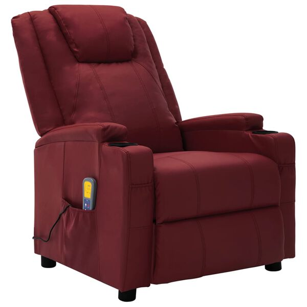 vidaXL Massage Recliner Wine Red Faux Leather
