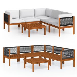 vidaXL Garden Lounge Set Cream Solid acacia wood Medium Modular