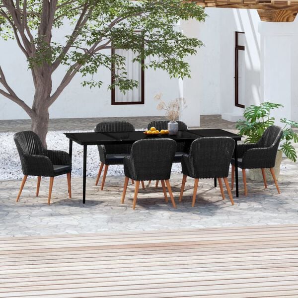 vidaXL Garden Dining Set Black, Dark Grey