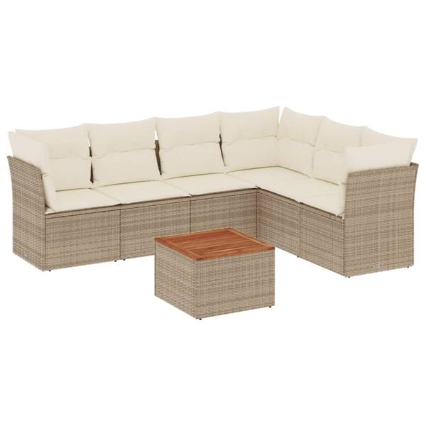 vidaXL Garden Sofa Set Beige and brown