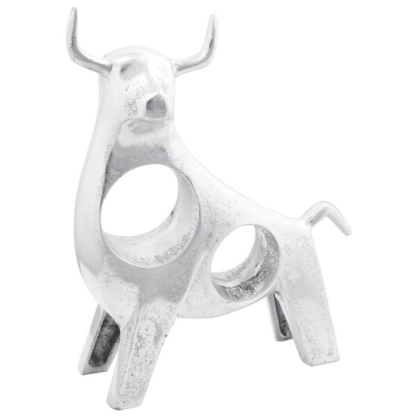 vidaXL Bull Sculpture Silver 22 x 9.5 x 34 cm Aluminium