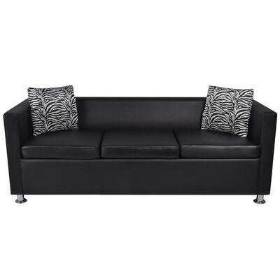 vidaXL Sofa Set Artificial Leather 3-Seater 2-Seater Armchair Black